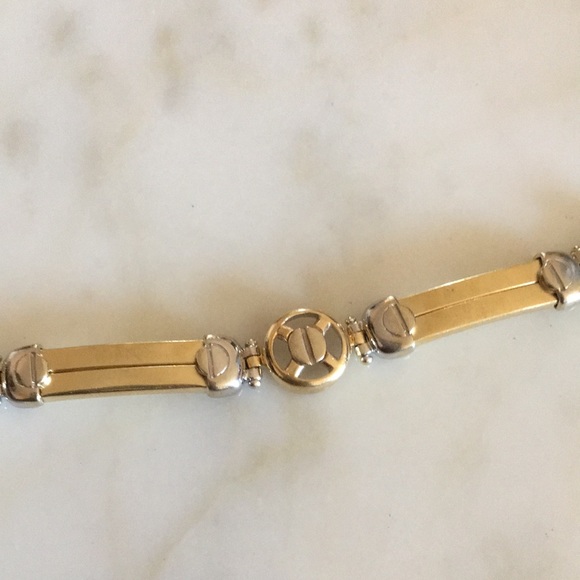 Vintage Fashion bracelet, 14k white & yellow gold - Picture 6 of 13